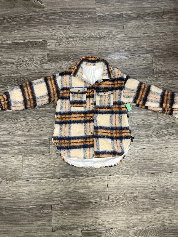 Plaid Pattern Coat Faux Fur & Sherpa Clothes Mentor, Size L Refined Men's European