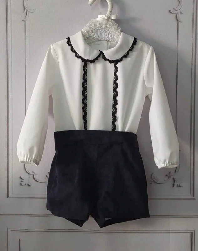 Boys Black Velvet Overall Modern Men's 
