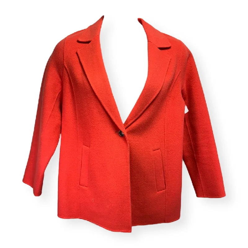 Coat Wool By Talbots In Coral, Size: 12 Laid