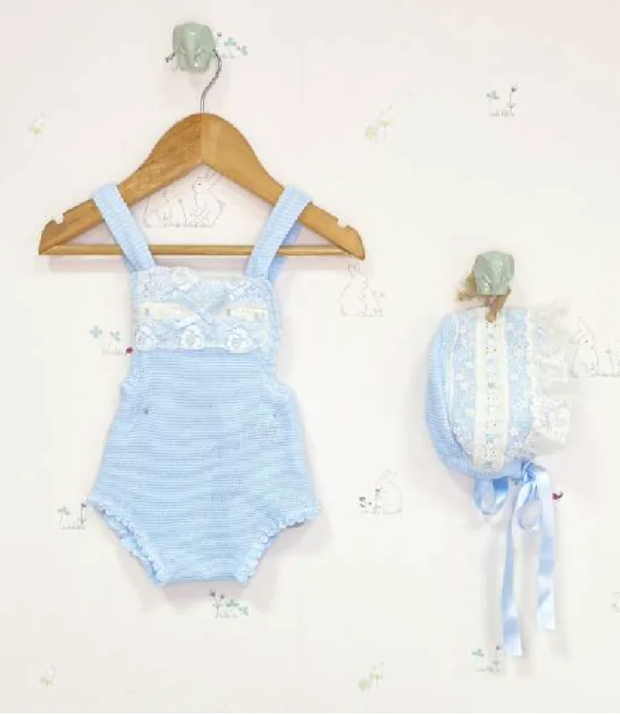 Baby Blue and White Lace Romper Bold Men's Animal