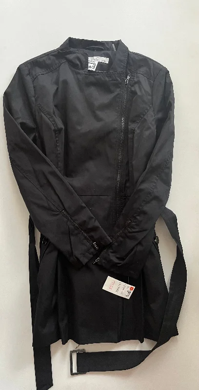 Black Coat Raincoat Kenneth Cole, Size L Monochromatic Office Style